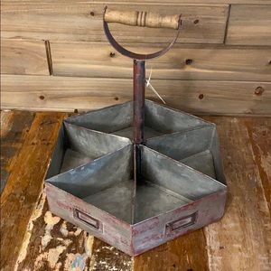 NEW METAL VINTAGE DIVIDED HEXAGON CADDY W/ HANDLE